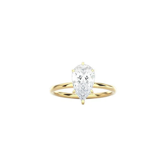 6 Prong Pear Shape Classic Ring YG