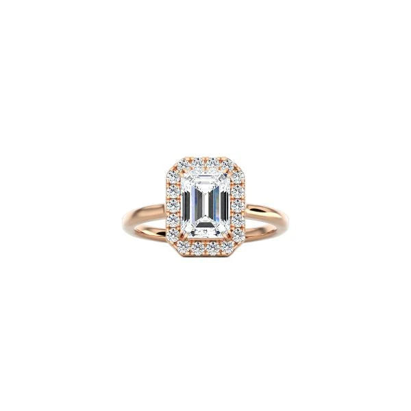 Emerald Cut Halo Engagement Ring RG
