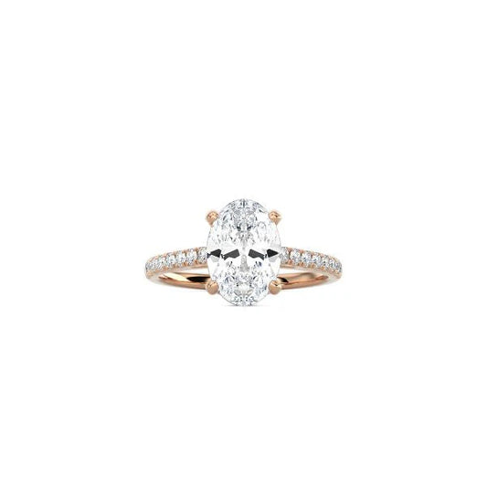Oval Cut Cathedral Setting Ring with Pavé Band RG