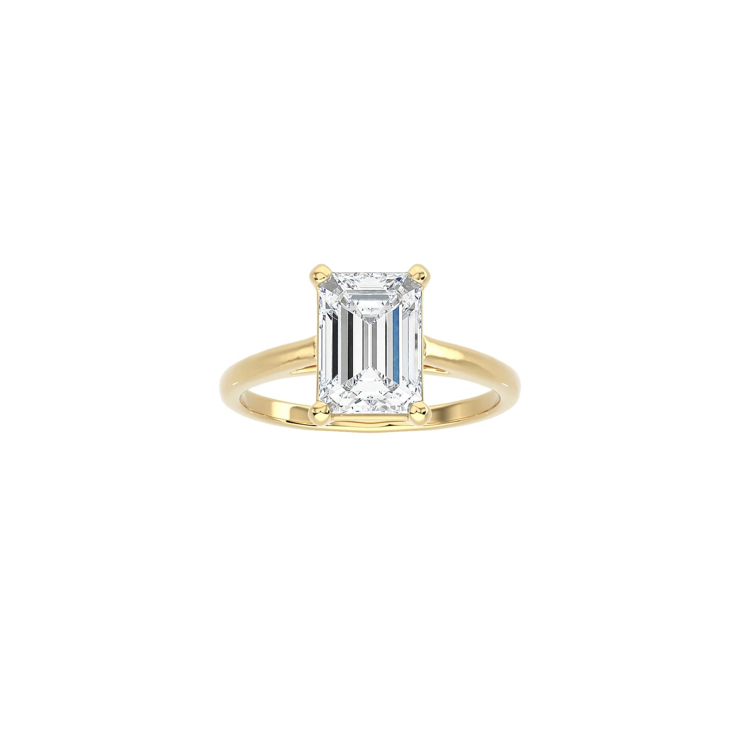 Emerald Cut Cathedral Setting Ring YG
