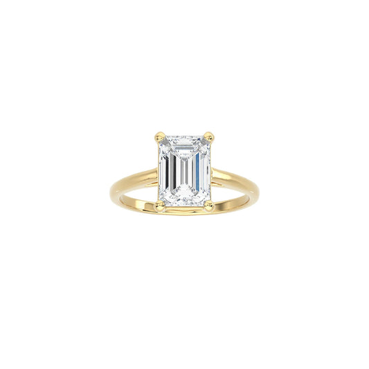 Emerald Cut Cathedral Setting Ring YG