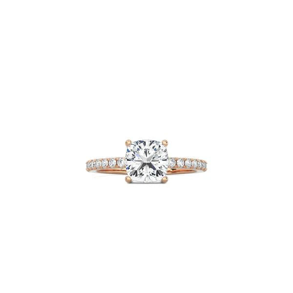 Cushion Cut Contemporary Four Prong Setting with pave band RG