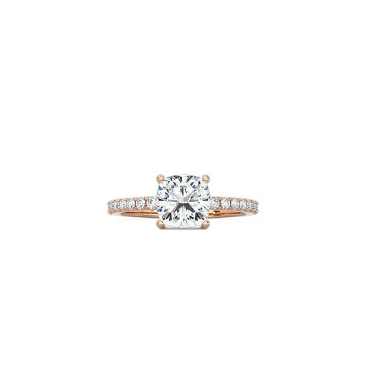 Cushion Cut Contemporary Four Prong Setting with pave band RG