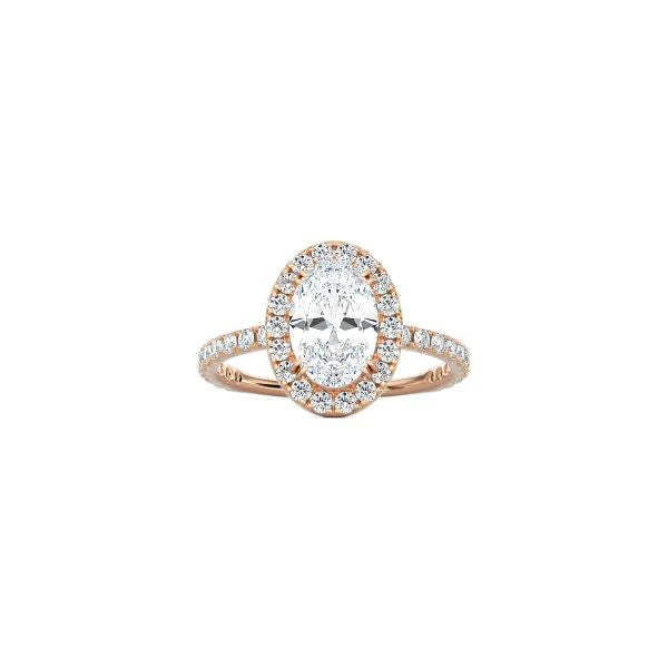 Oval Cut Halo Engagement Ring with Pavé Band RG