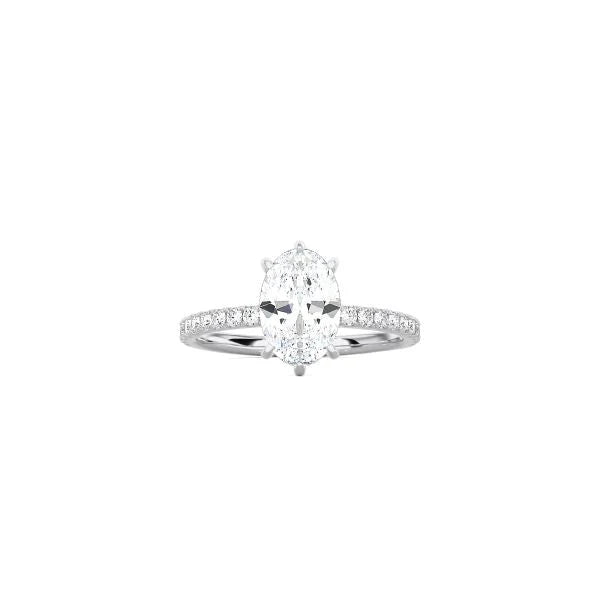 6 Prong Classic Oval Cut Ring with Pavé Band WG