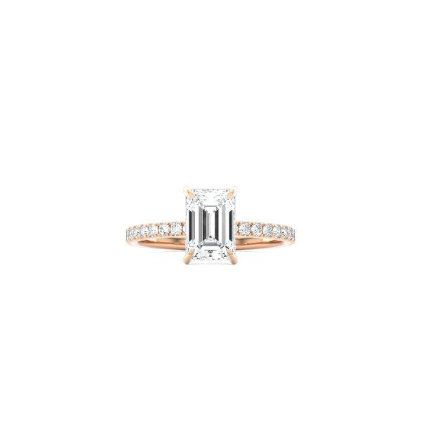 Classic Emerald Cut 4 Prong Ring with Pavé Band RG