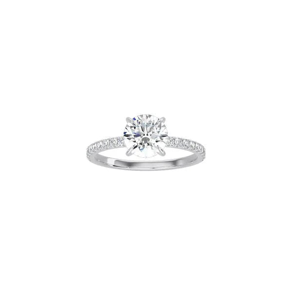Classic Round 4 Prong Ring with Pavé Band WG