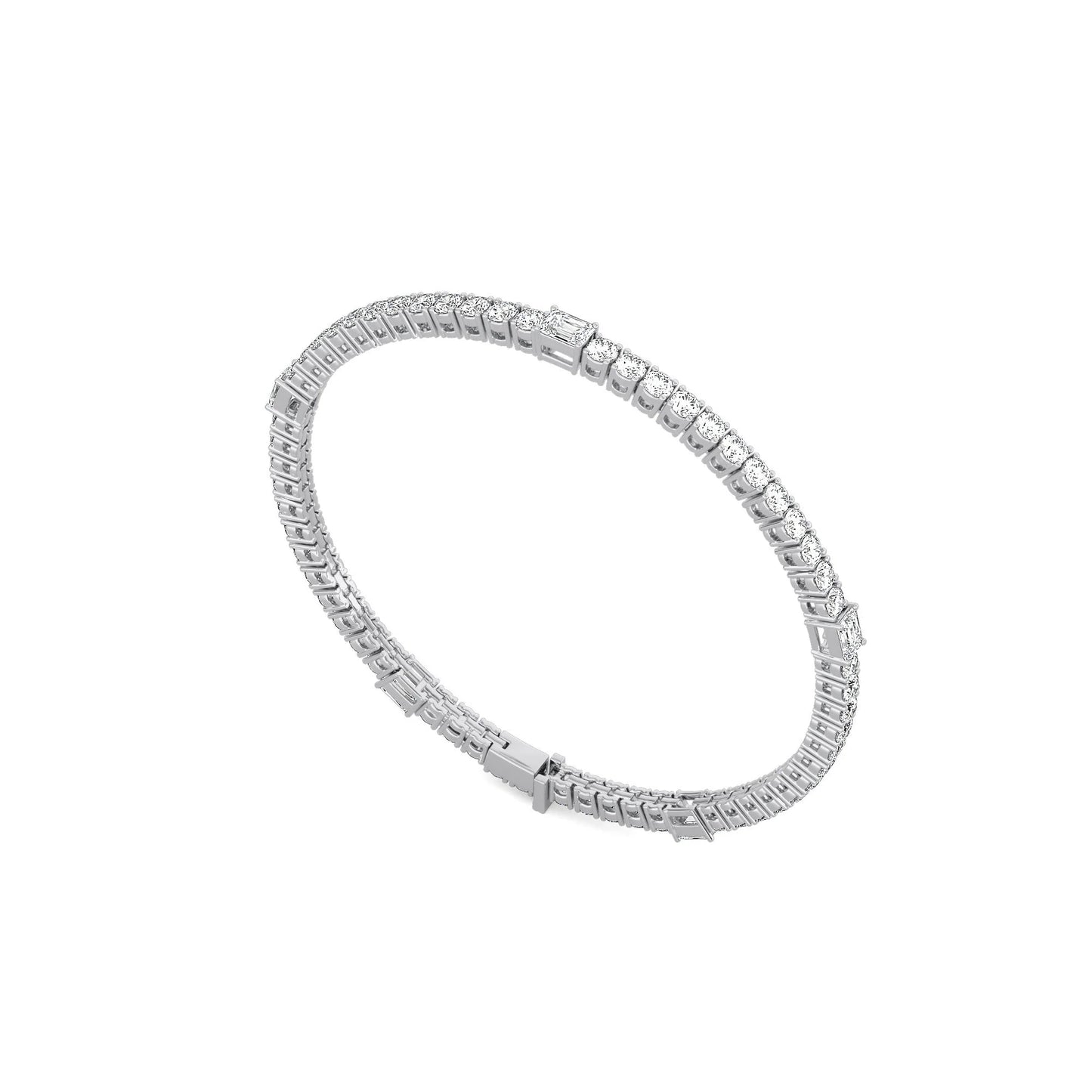 Round and Emerald Cut Tennis Bracelet