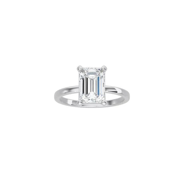 4 Prong Emerald Cut Classic Ring WG