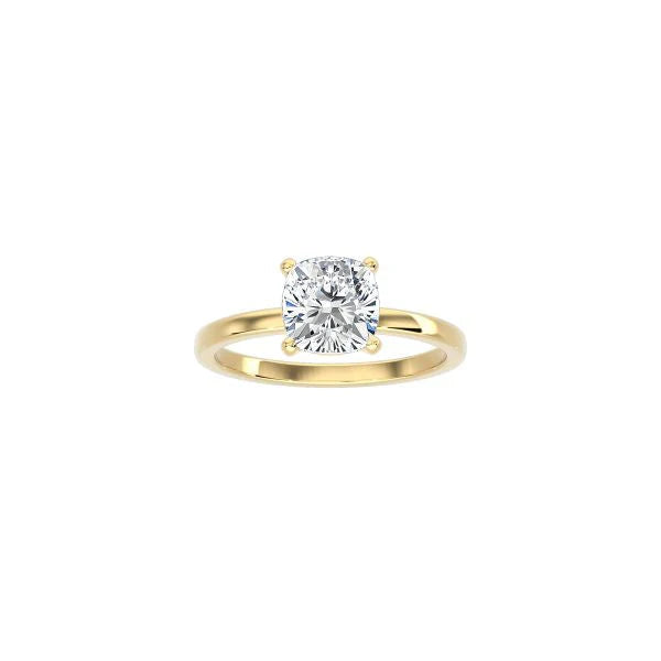 4 Prong Cushion Cut Classic Ring YG