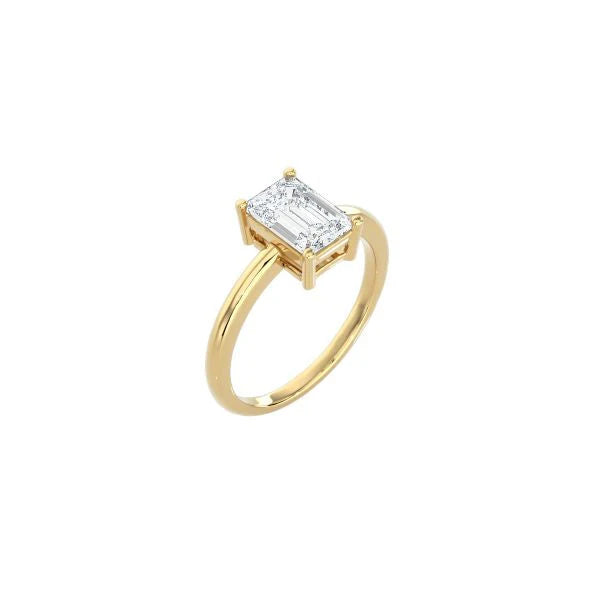 Emerald Cut Contemporary Four Prong Setting YG