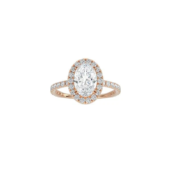 Oval Cut Halo Engagement Ring with Pavé Band RG