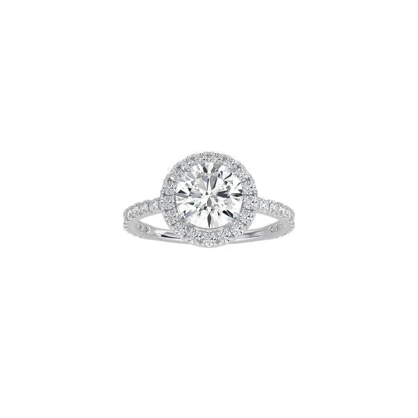 Round Halo Engagement Ring with Pavé Band WG