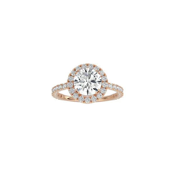 Round Halo Engagement Ring with Pavé Band RG