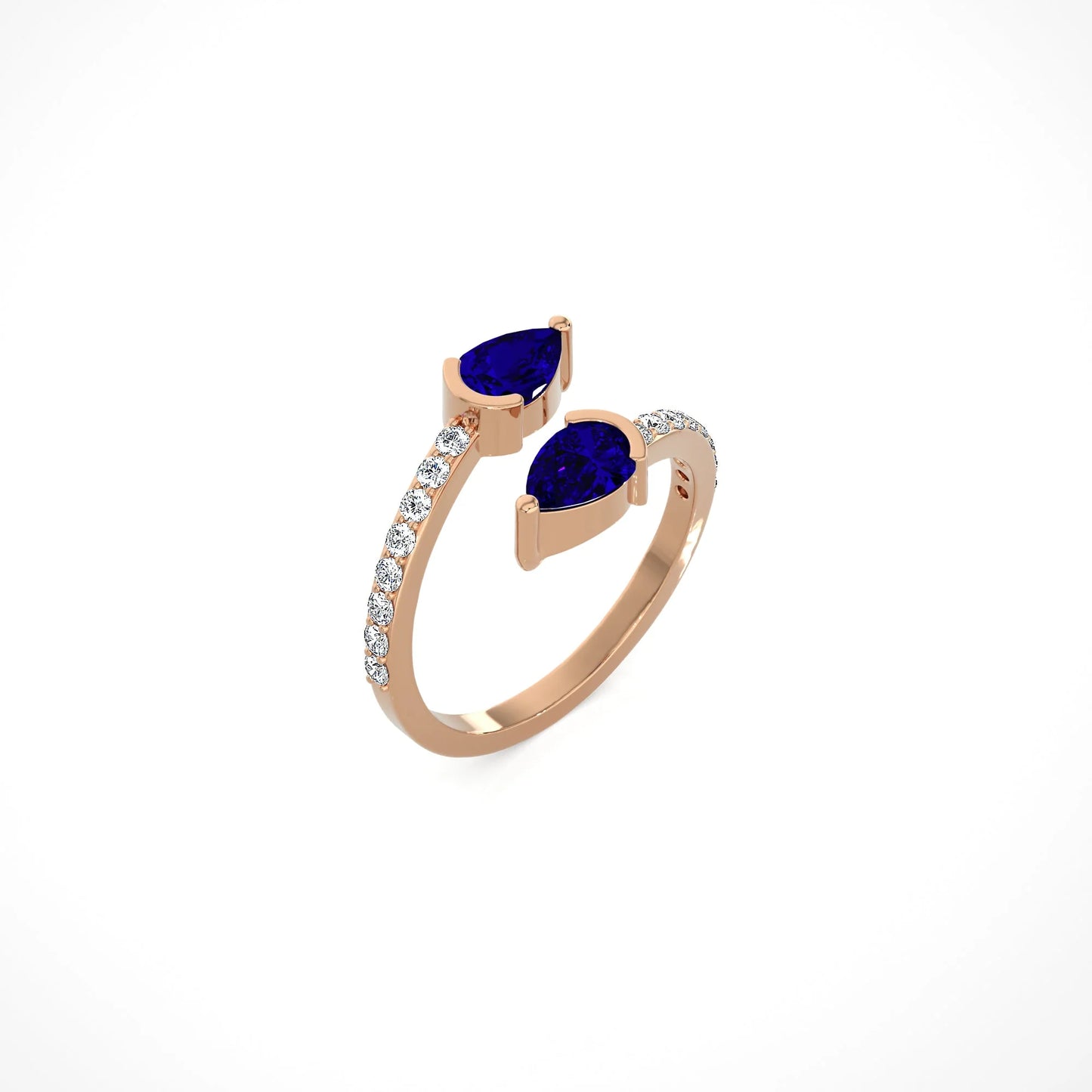 Sapphire Pear Duo Cuff Ring