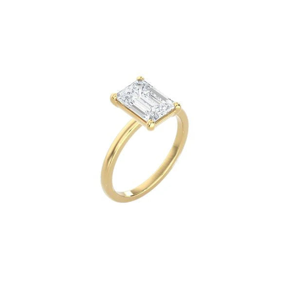 4 Prong Emerald Cut Classic Ring YG