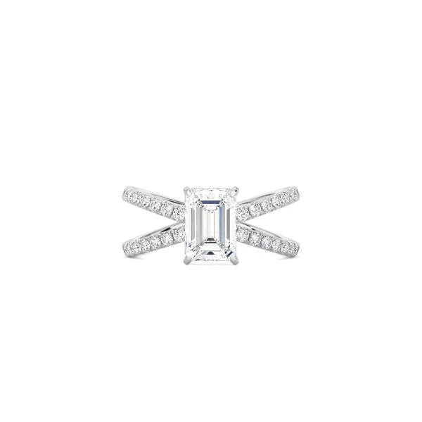 Emerald Cut X Pavé Band Ring WG