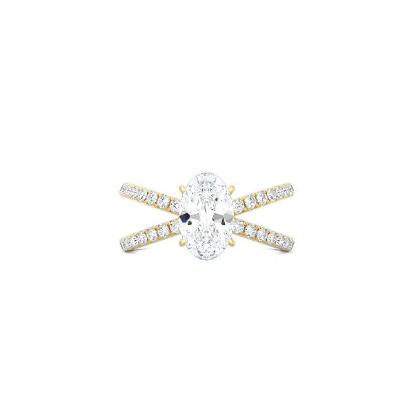 Oval Cut X Pavé Band Ring YG