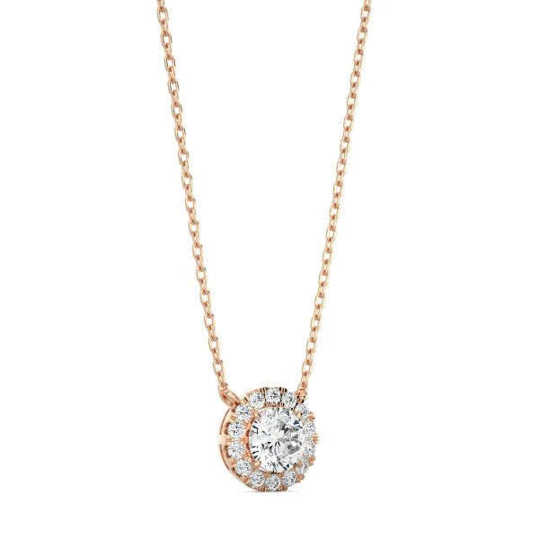 Round Diamond Halo Necklace