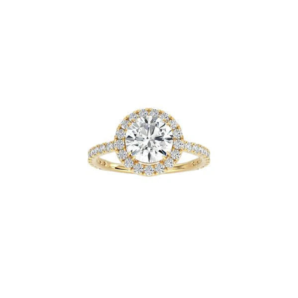 Round Halo Engagement Ring with Pavé Band YG