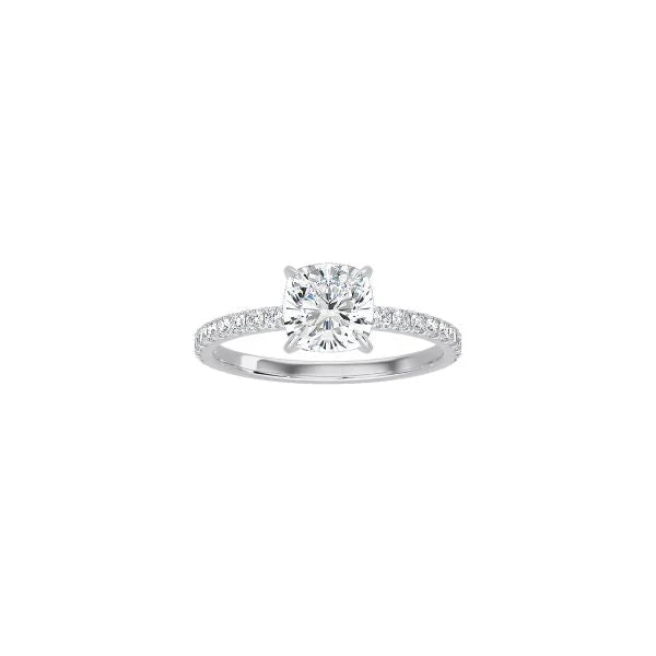Classic Cushion Cut 4 Prong Ring with Pavé Band WG
