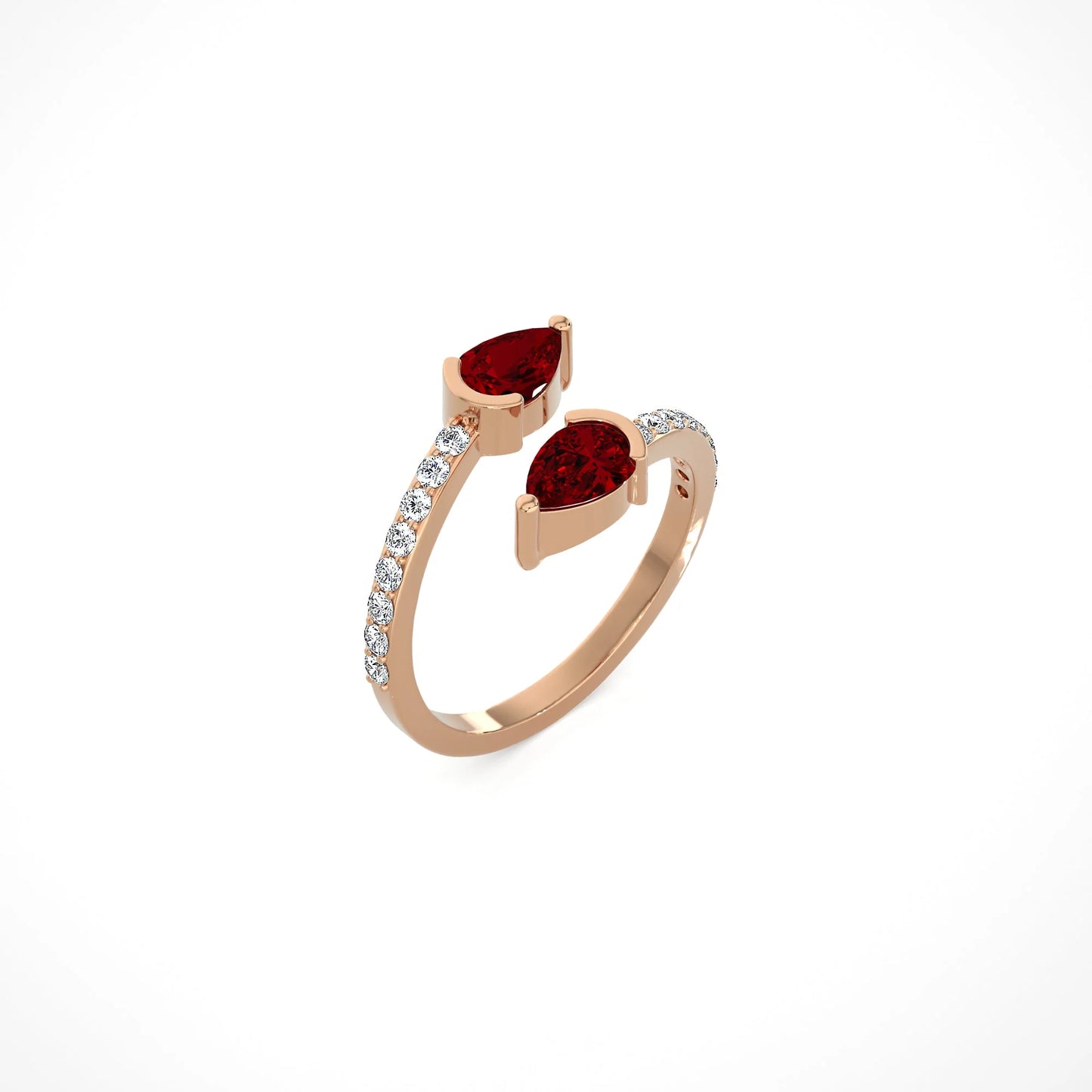 Ruby Pear Duo Cuff Ring