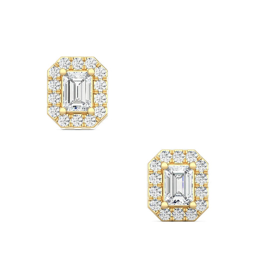 Emerald Cut Halo Earring