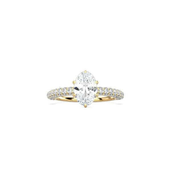 Oval Cut Triple Row Pavé Band YG