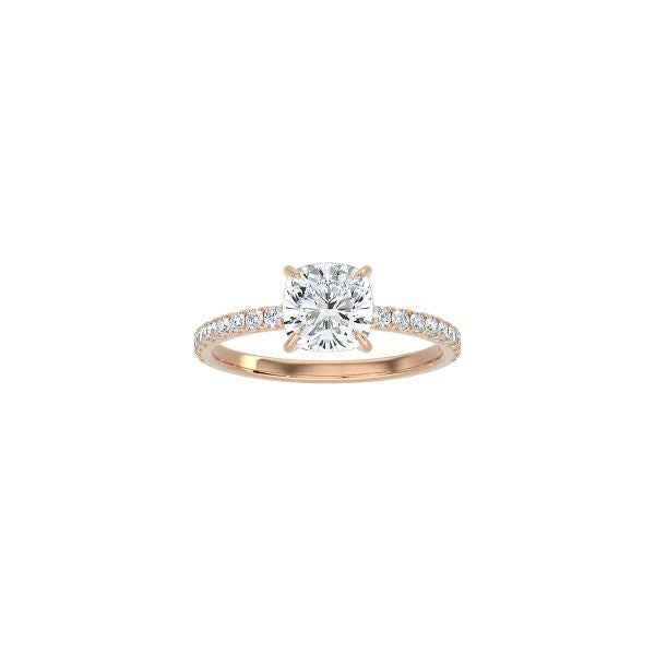 Classic Cushion Cut 4 Prong Ring with Pavé Band RG