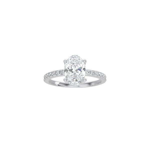 Oval Cut Contemporary Four Prong Setting with pave band WG