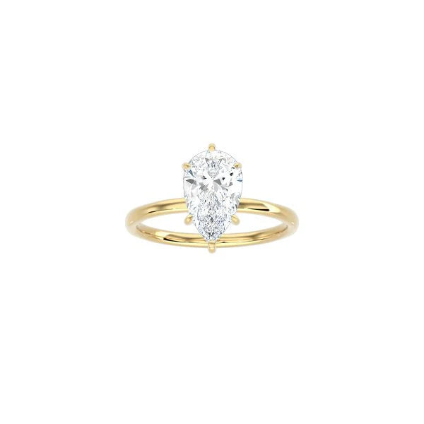 6 Prong Pear Shape Classic Ring YG