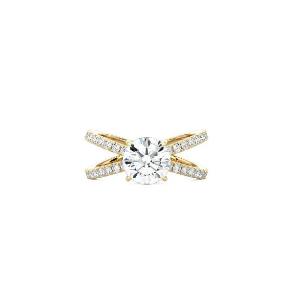 Round X Pavé Band Ring YG