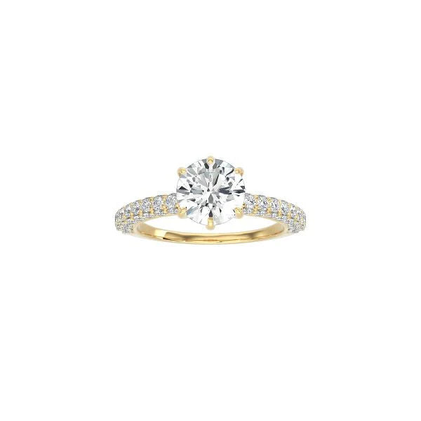 Round Diamond Triple Row Pavé Band YG