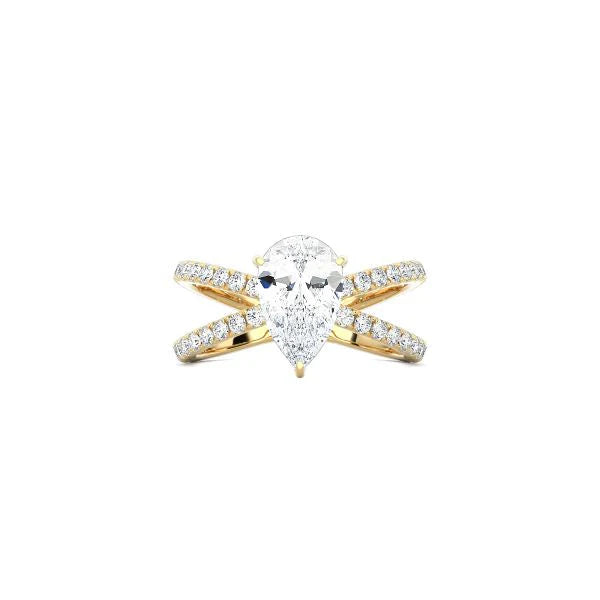Pear Shape X Pavé Band Ring YG