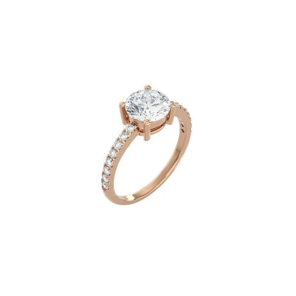 Round Cut Contemporary Four Prong Setting with pave band RG
