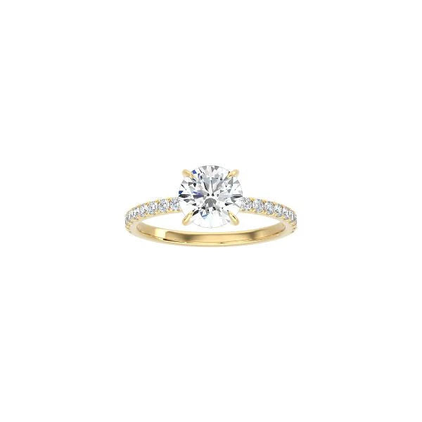 Classic Round 4 Prong Ring with Pavé Band YG