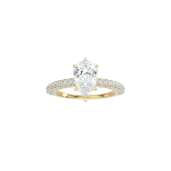 Pear Shape Triple Row Pavé Band YG