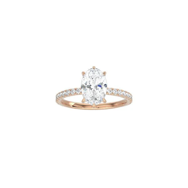 6 Prong Classic Oval Cut Ring with Pavé Band RG