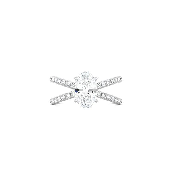 Oval Cut X Pavé Band Ring WG
