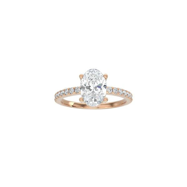 Oval Cut Contemporary Four Prong Setting with pave band RG