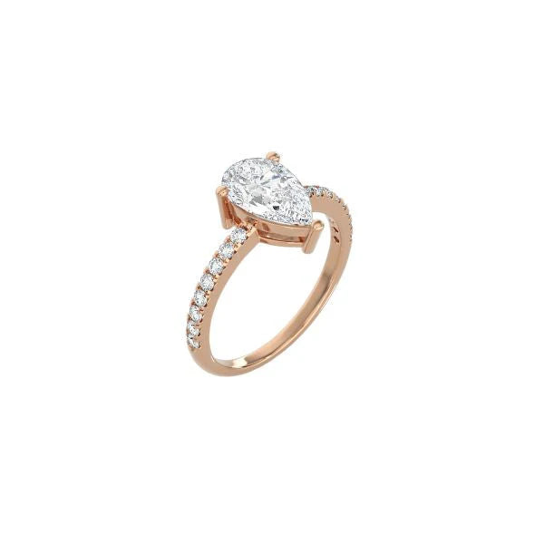 Pear Shape Contemporary Four Prong Setting with pave band RG