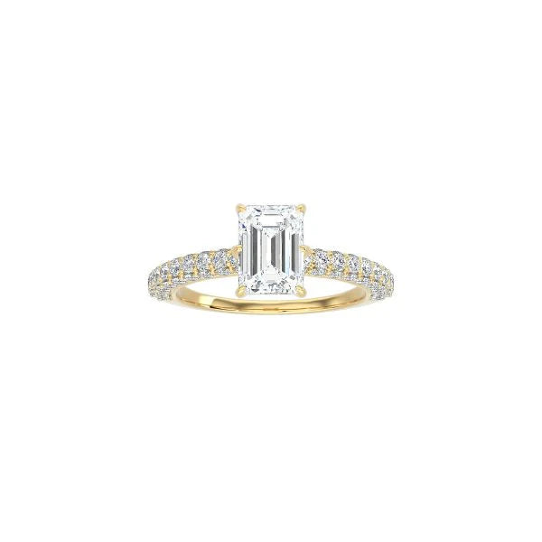 Emerald Cut Triple Row Pavé Band YG