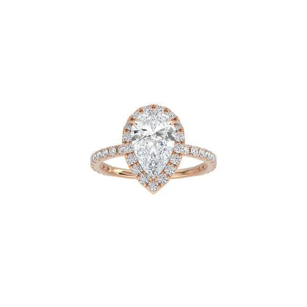 Pear Shape Halo Engagement Ring with Pavé Band RG