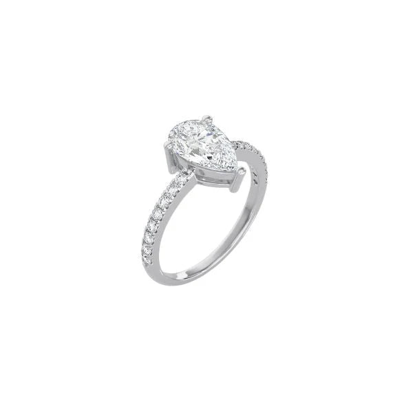 Pear Shape Contemporary Four Prong Setting with pave band WG