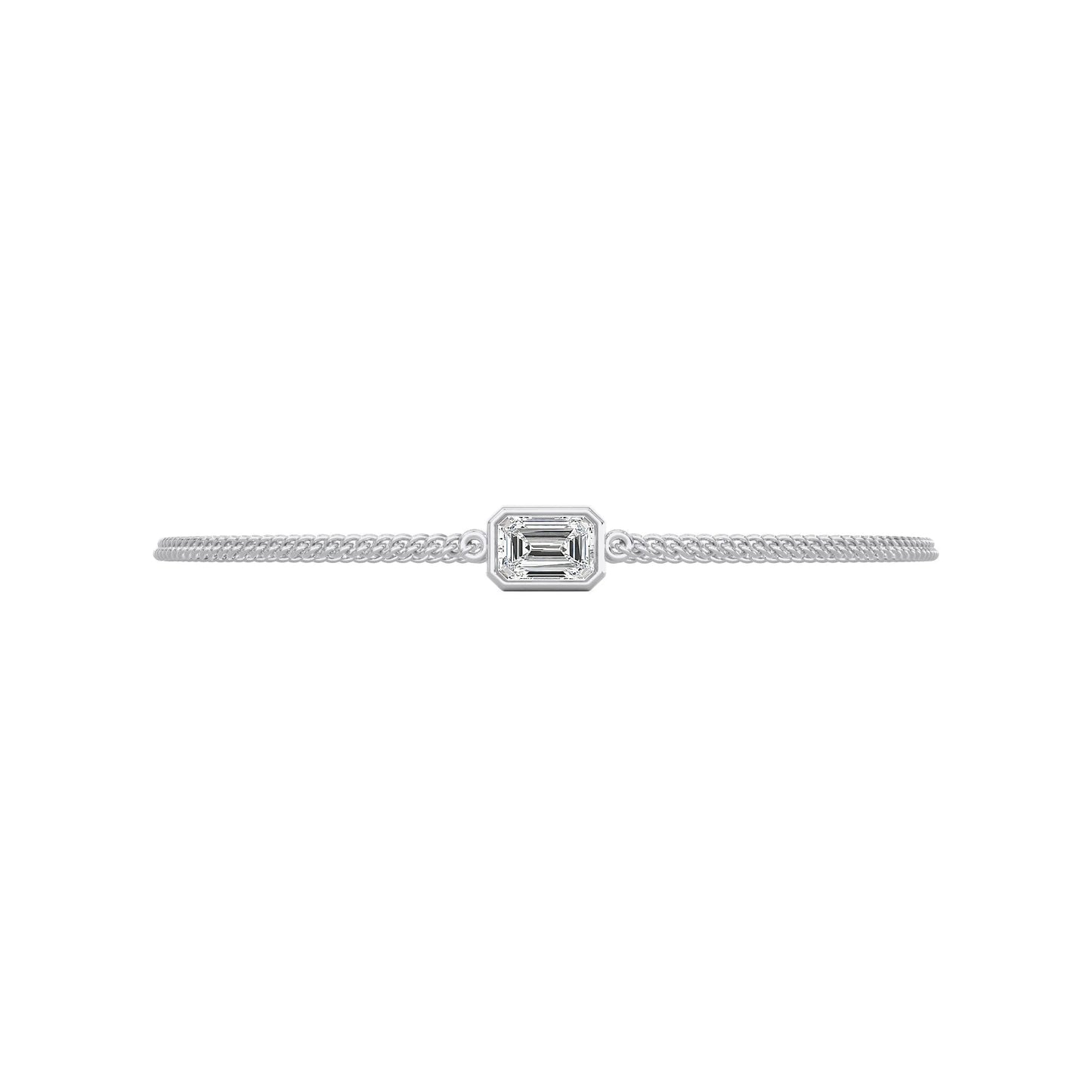 Unisex Emerald Cut Cuban Chain Bracelet