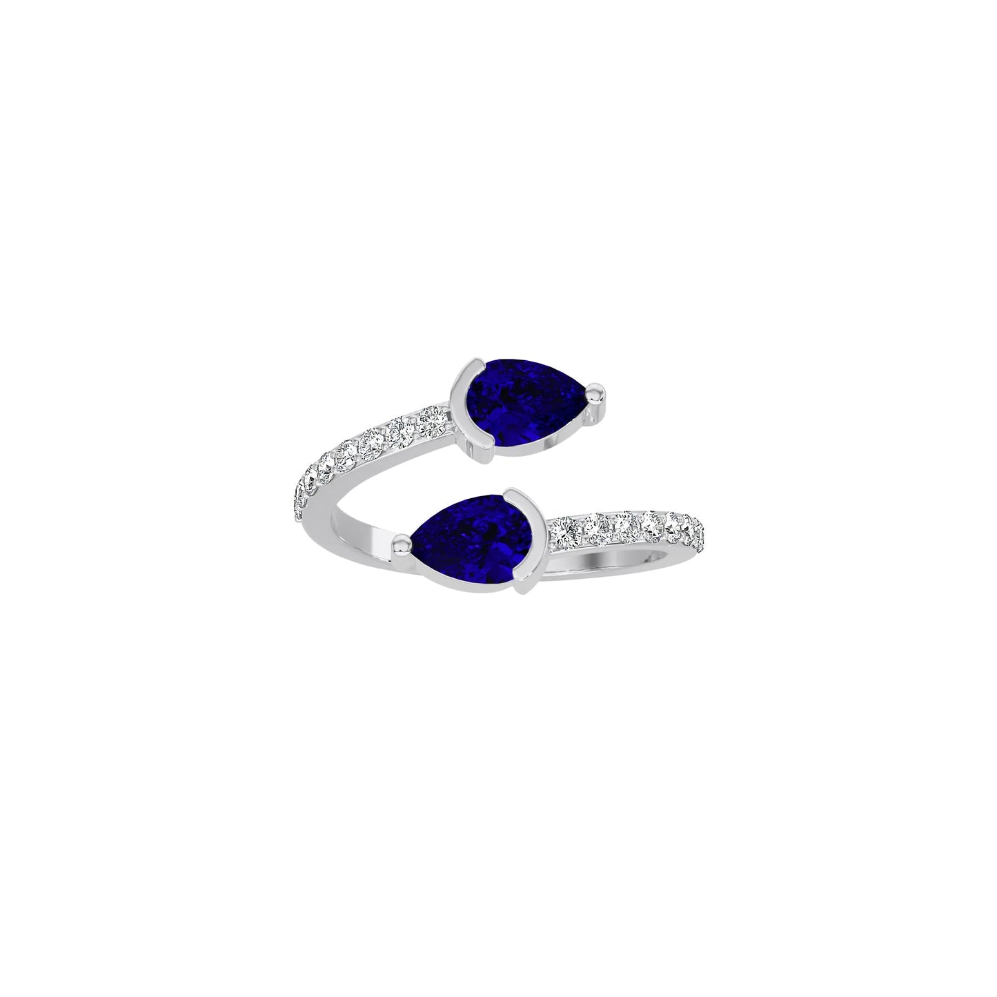 Sapphire Pear Duo Cuff Ring