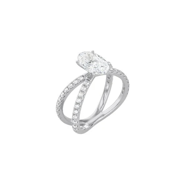 Oval Cut X Pavé Band Ring WG
