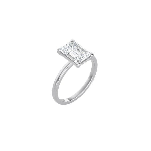 4 Prong Emerald Cut Classic Ring WG