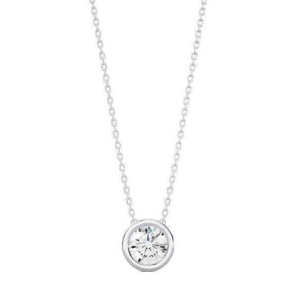 Classic Round Diamond Bezel Necklace