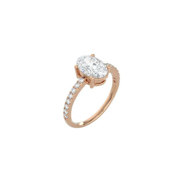 Oval Cut Contemporary Four Prong Setting with pave band RG